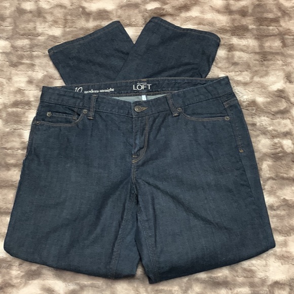 LOFT MODERN STRAIGHT DARK RINSE JEANS - Picture 2 of 3